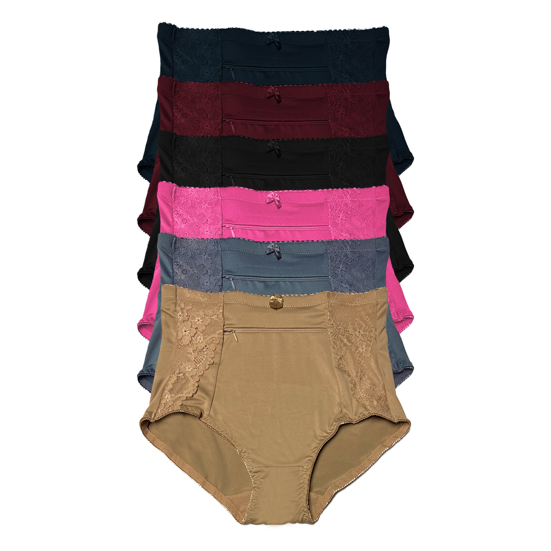 Paquete 6 Pantaletas Con Cierre Al Frente Tatys Fashion Pack Incluye 6 Diferentes Colores.