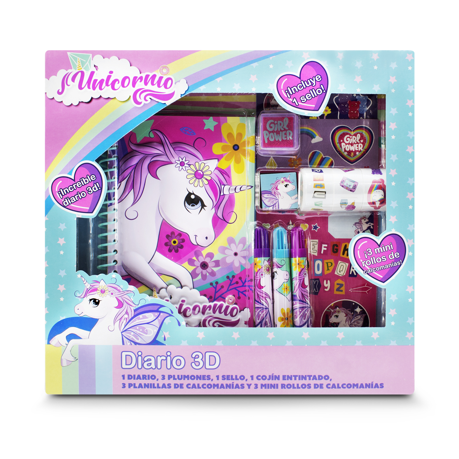 Diario 3D de Unicornio para niñas libreta para dibujar