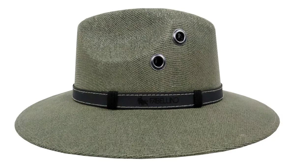 Sombrero Unisex Indiana Yute Ojillo Hombre Mujer Fresco y Ligero Playa Verde 216