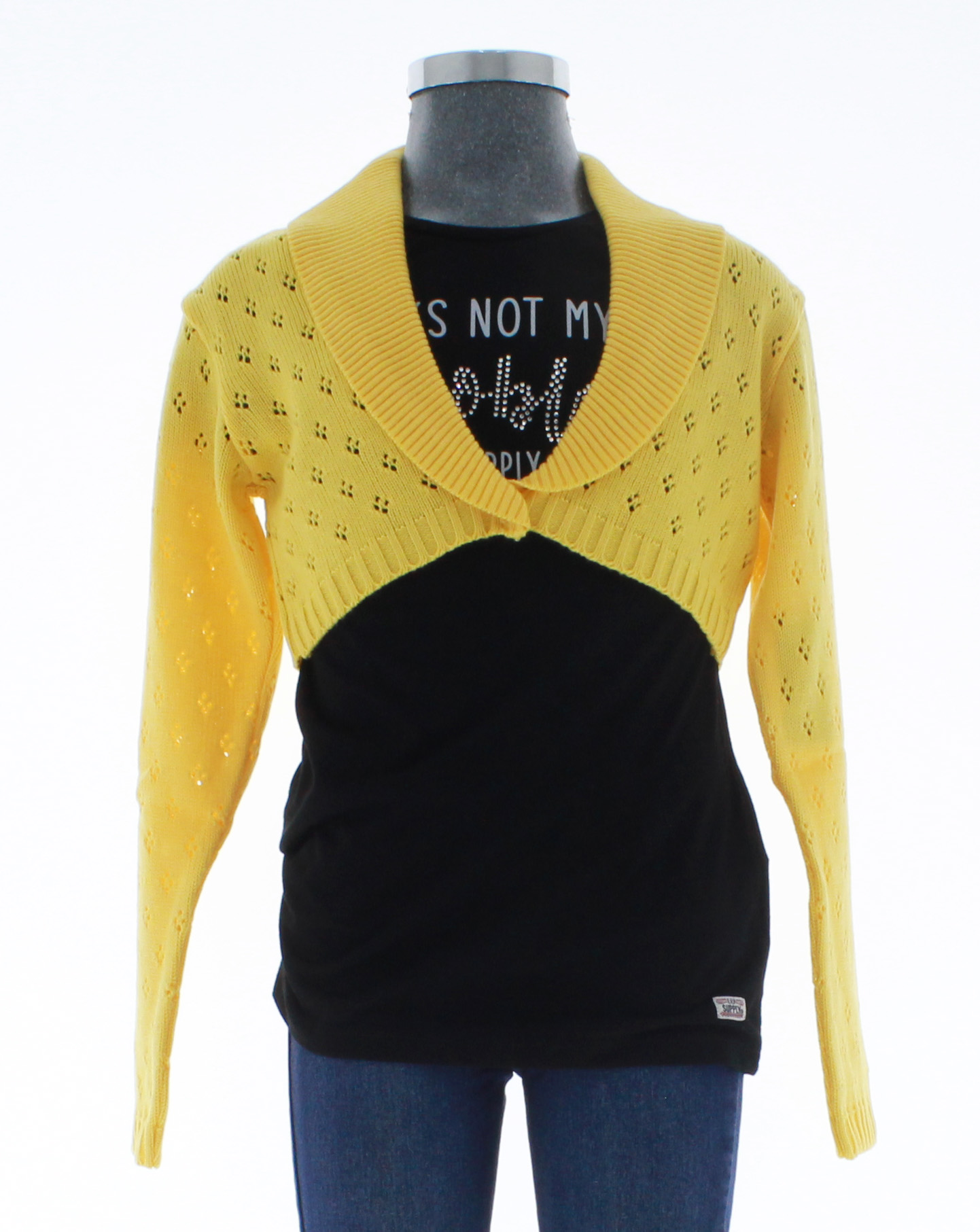 Sueter Niña Bolero Amarillo Tejido 3139 6 a 16 Años.