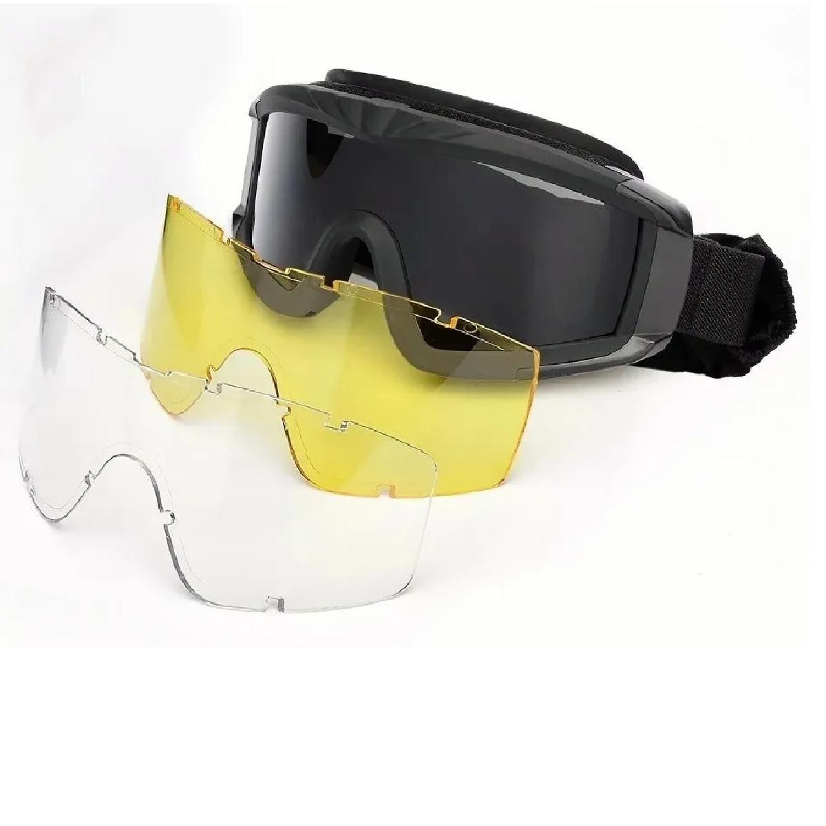 Googles Tácticos De Protección Moto 3 Micas Intercambiables Negro