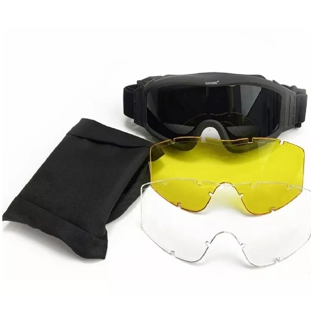 Googles Tácticos De Protección Moto 3 Micas Intercambiables Negro