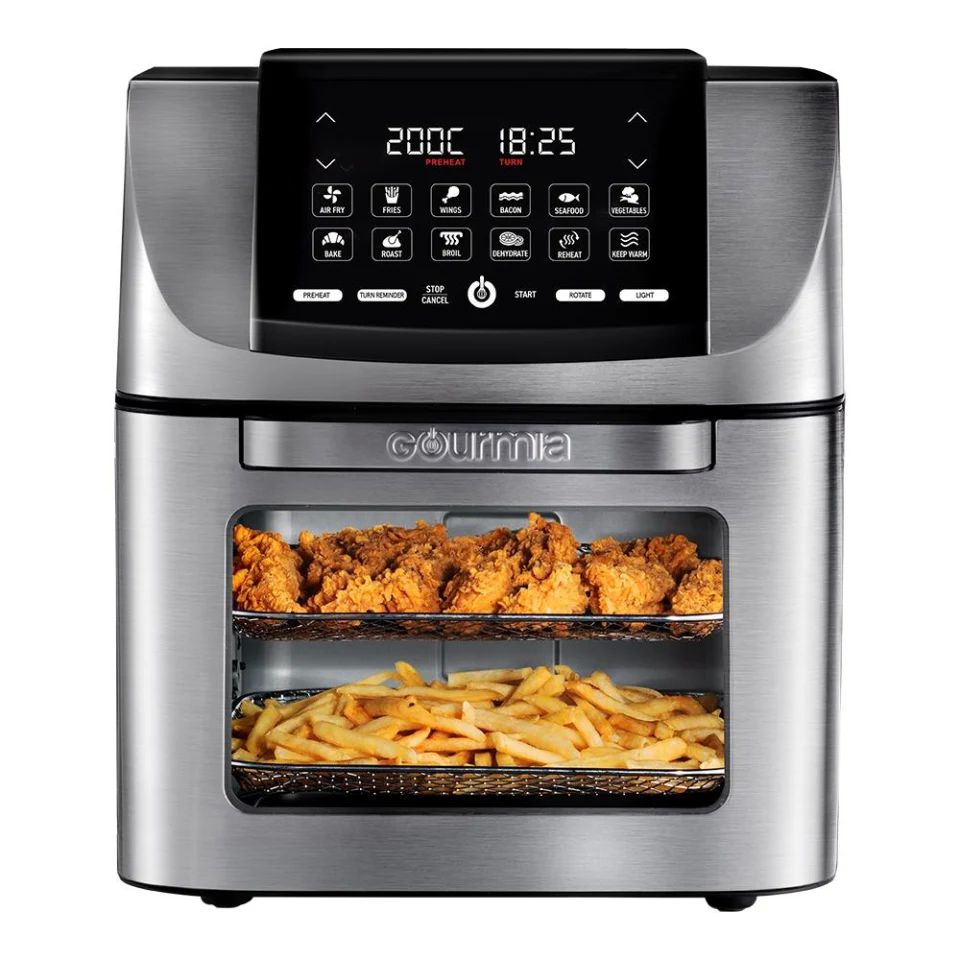 Horno de freidora de aire 6 en 1 con pantalla táctil digital, capacidad de  1600 W, 5.8 cuartos de galón, puede freír al aire, asar, recalentar con