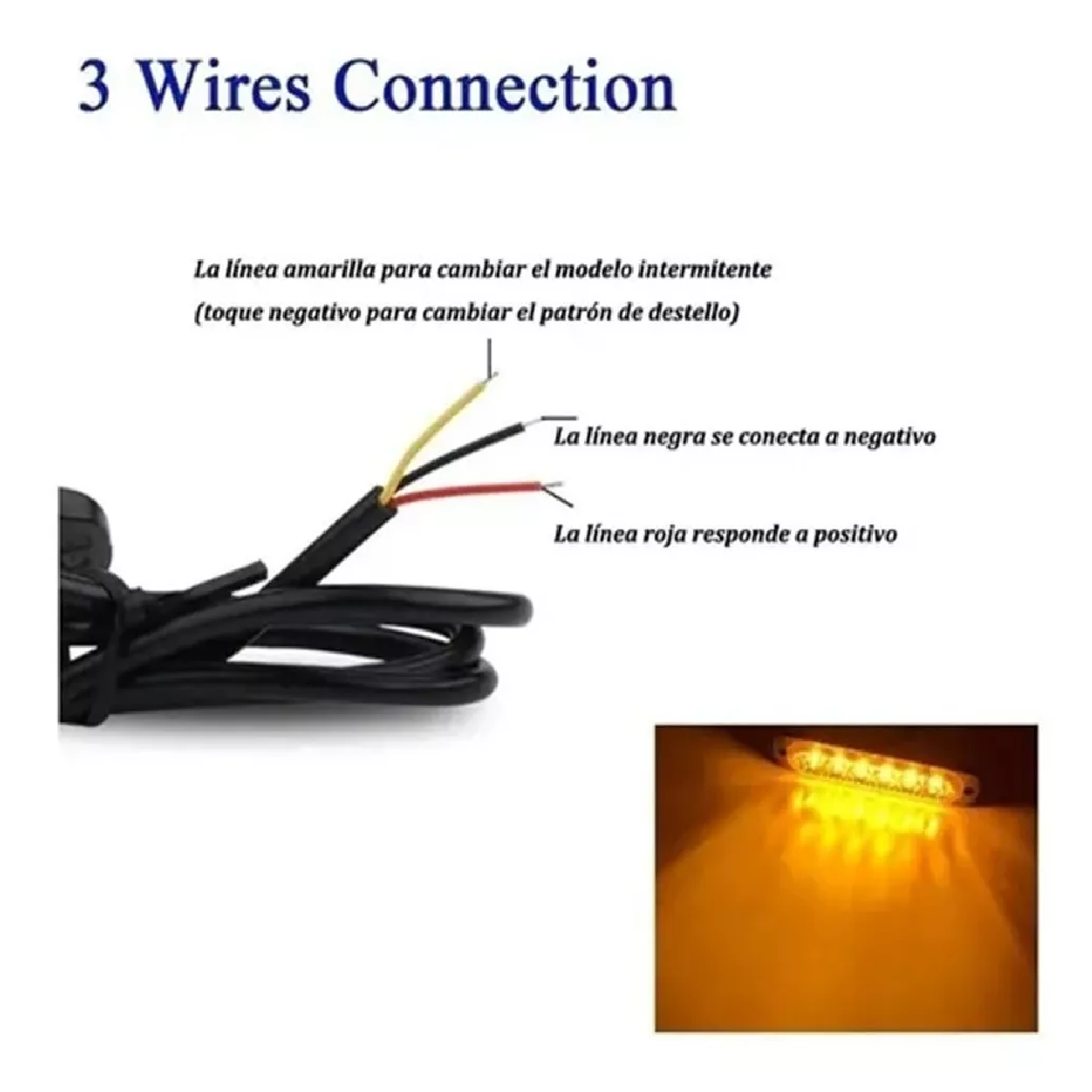  Set Lateral Faro Led Barra Estrobo Patrulla 16 Función Moto Blanco + Amarillo