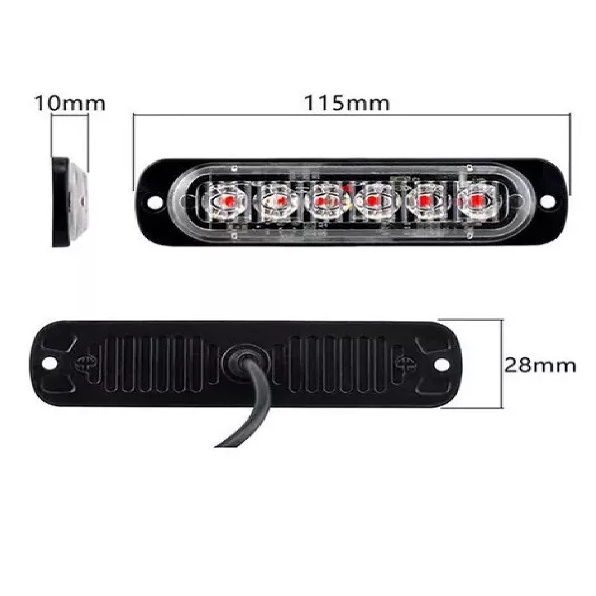  Set Lateral Faro Led Barra Estrobo Patrulla 16 Función Moto Blanco + Amarillo