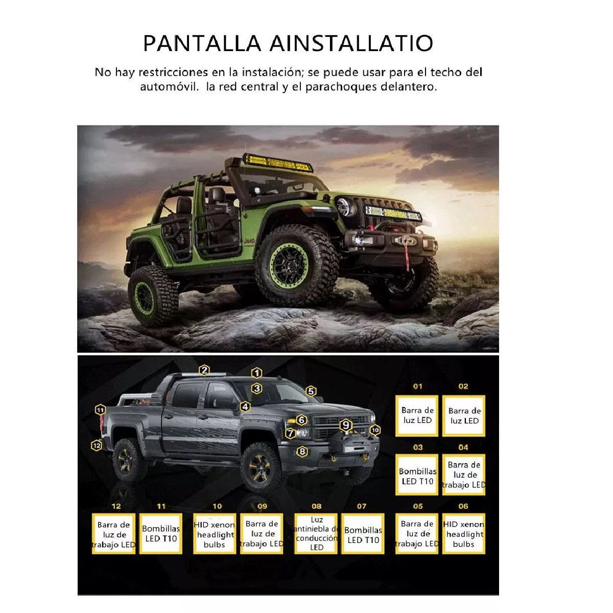  Set Lateral Faro Led Barra Estrobo Patrulla 16 Función Moto Blanco + Amarillo