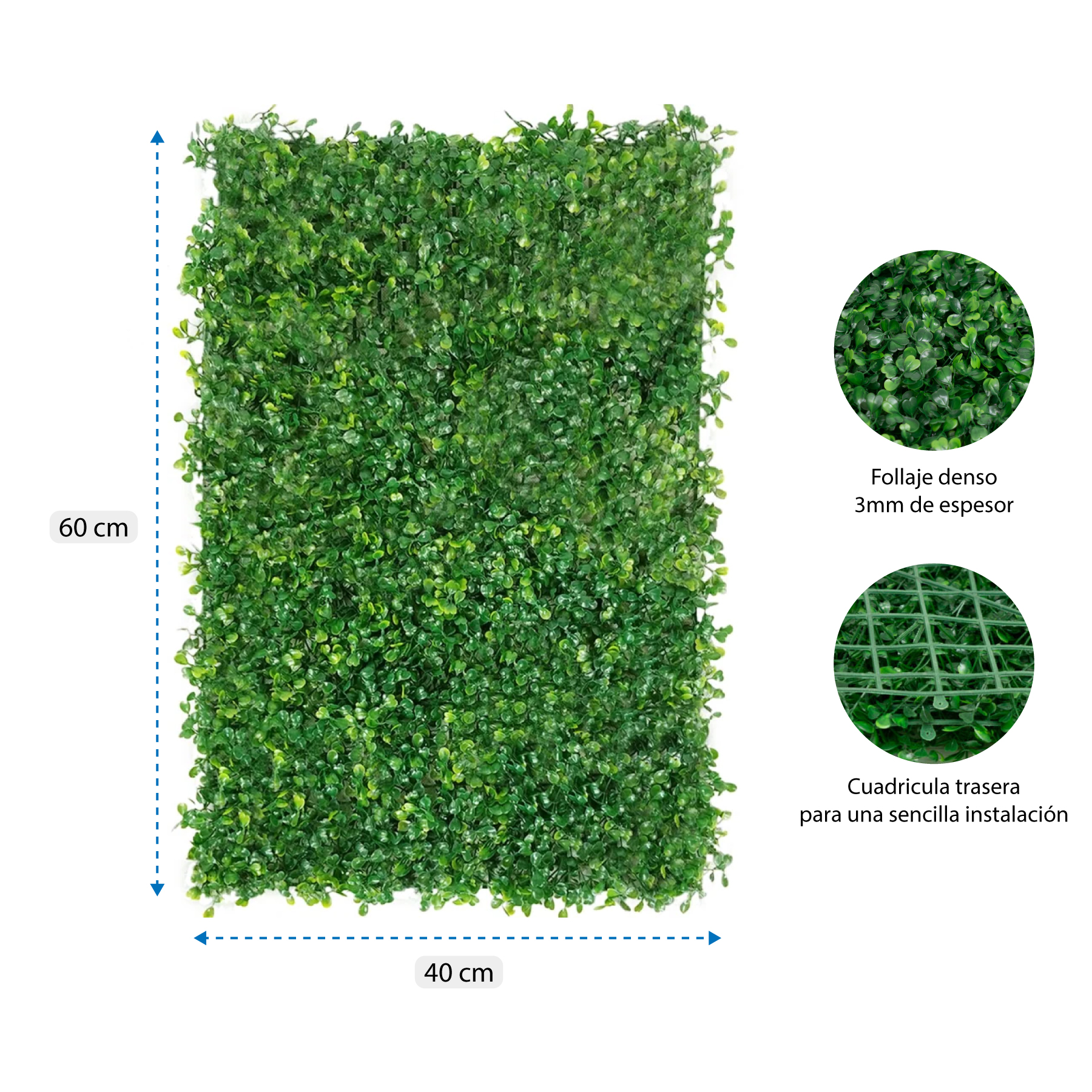 Follaje Artificial Onof 10 piezas Muro Verde Sintético para Jardin 60x40 cm