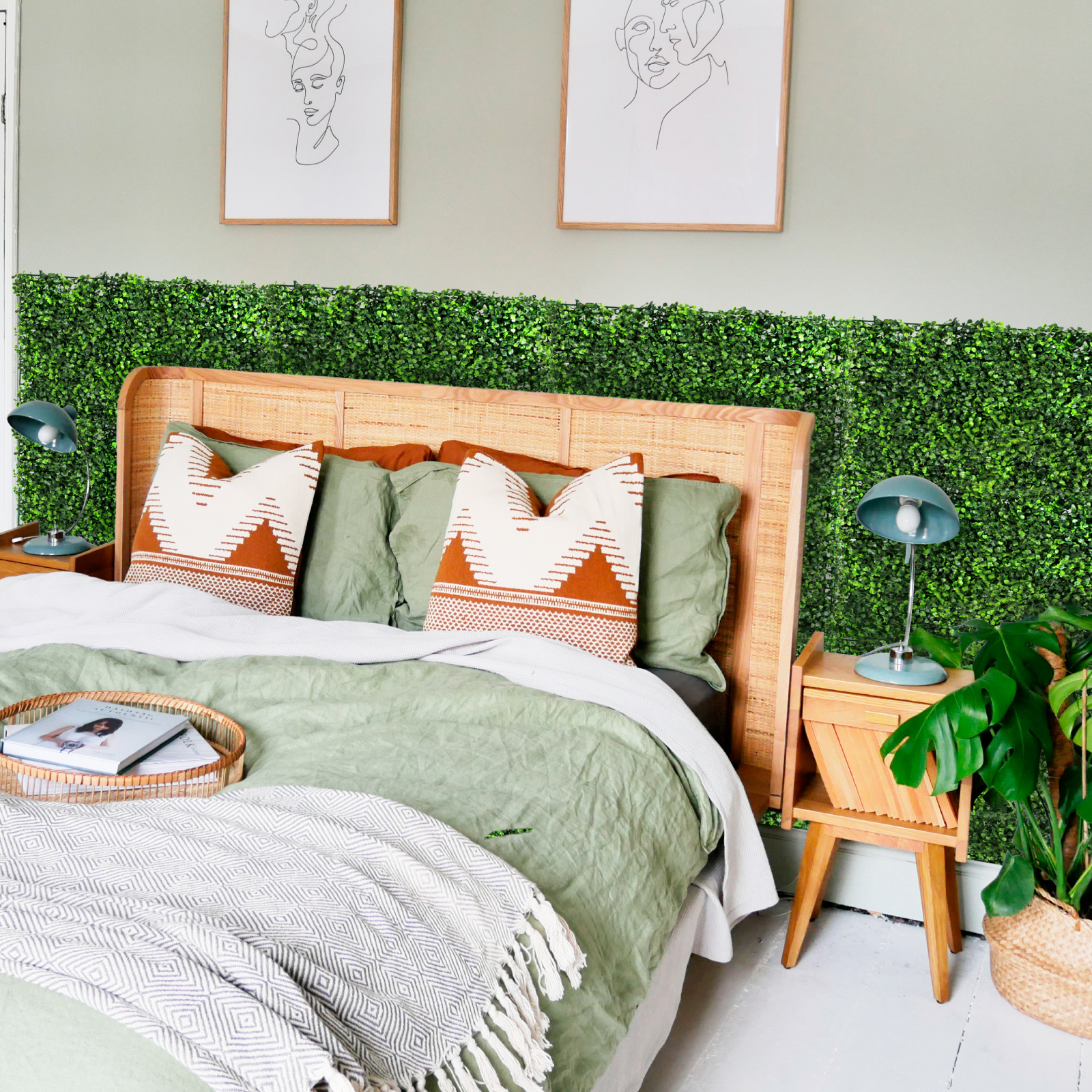 Follaje Artificial Onof 20 pz Muro Verde Sintético 60x40cm para Casa Hogar Jardín 