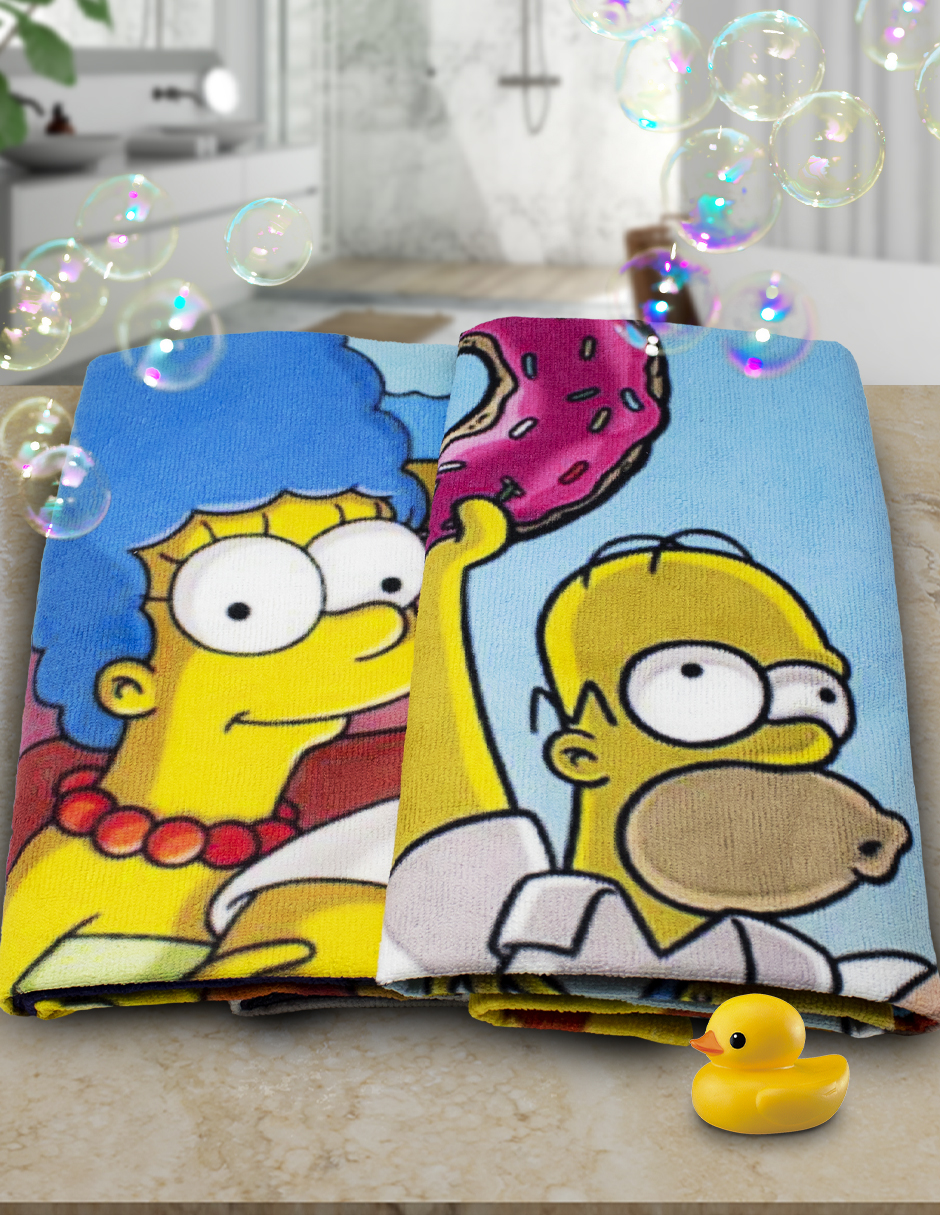 Toalla De Baño Los Simpson Familia Microfibra Set 2 Piezas