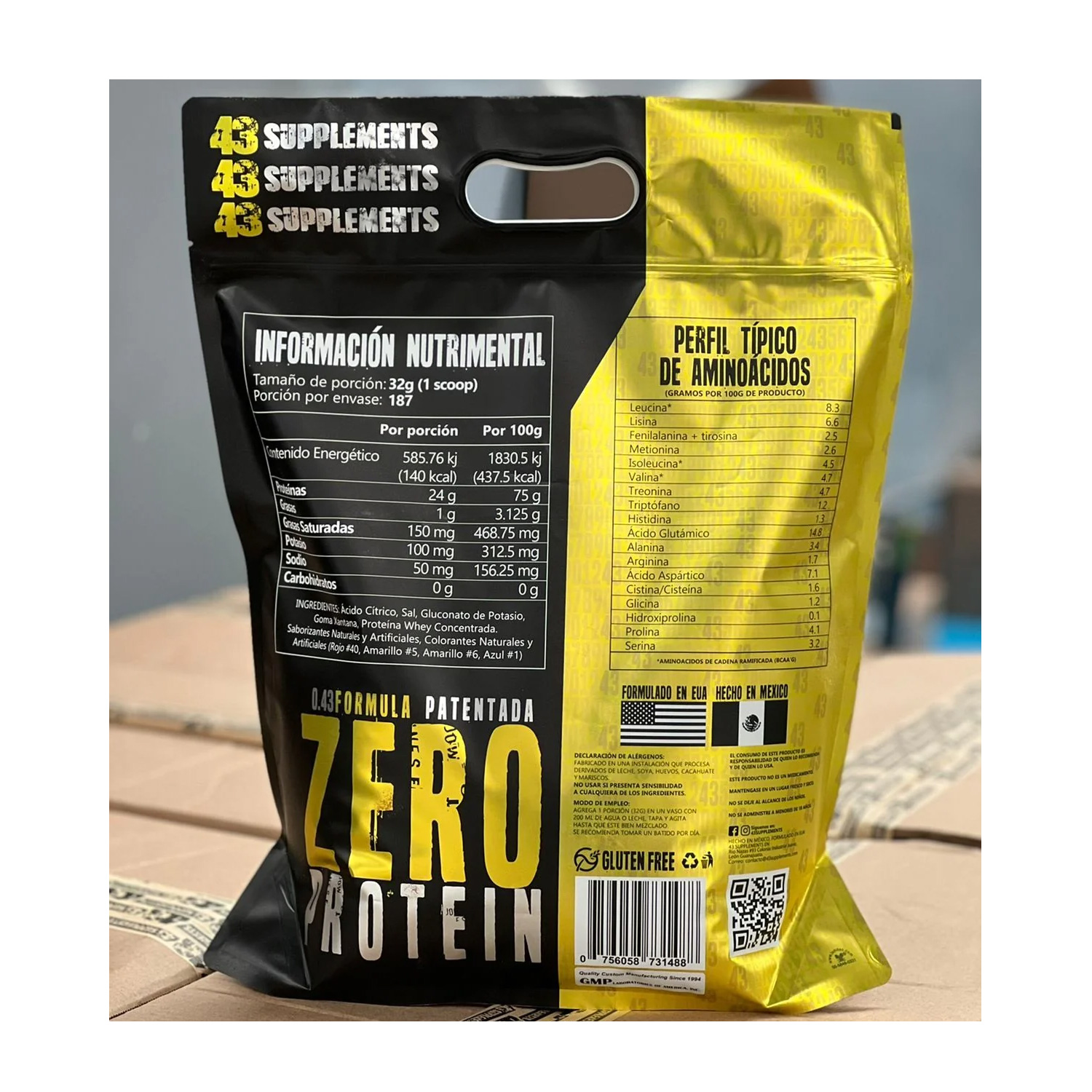 Proteina 43 Supplements Zero Protein 13.2lbs 187 Serv. - Galleta
