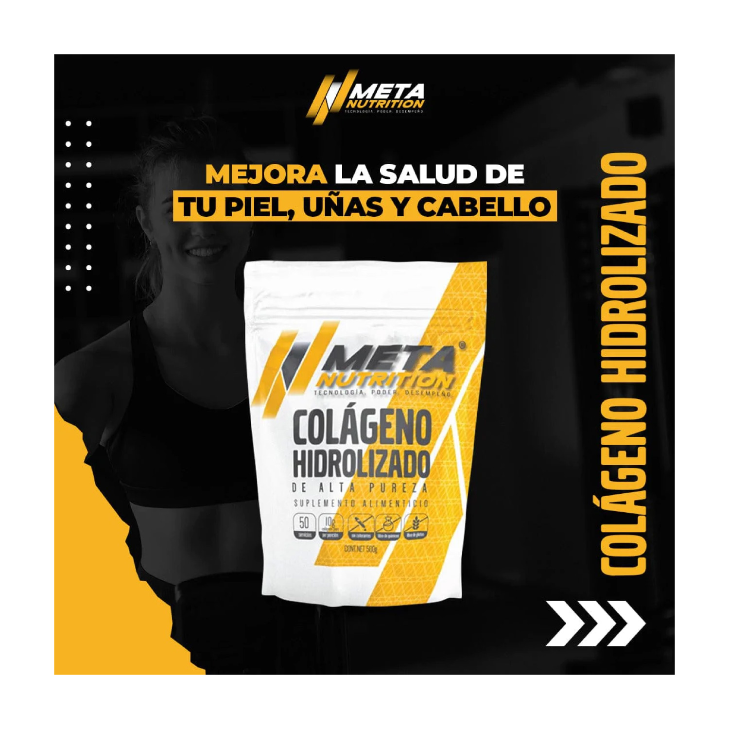 Colageno Hidrolizado Meta Nutrition 500g 50 Serv.