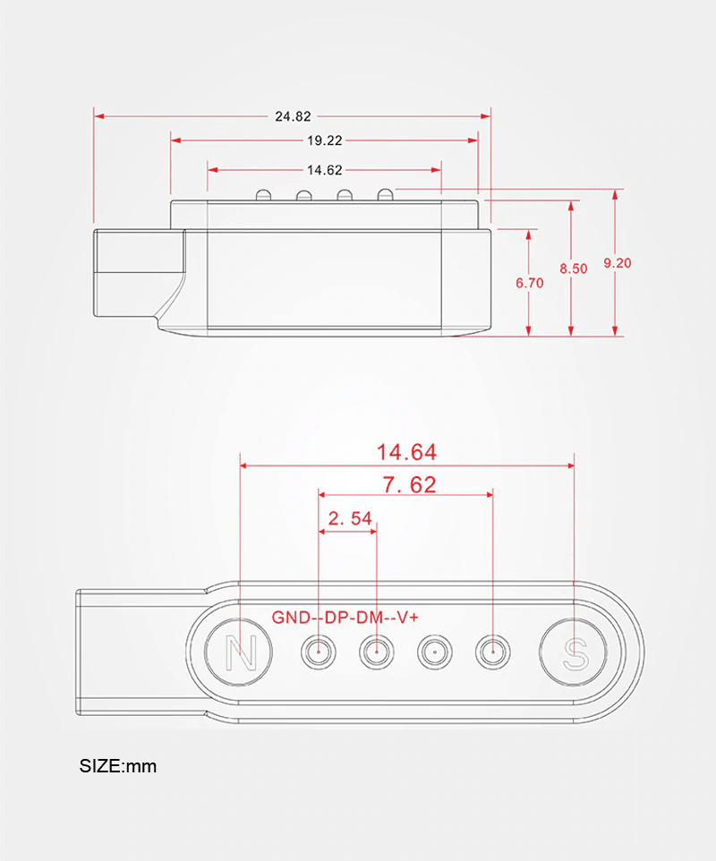 Cargador Magnético Para Smart Watch Reloj Inteligente 4 Pines 7,62 Mm.