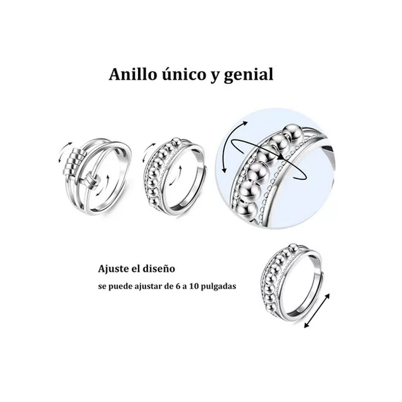 2 Anillo Anti-ansiedad Cuentas Anillo De Joyería Con Caja