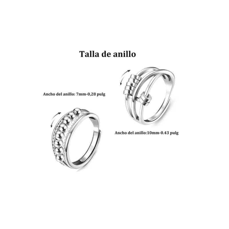 2 Anillo Anti-ansiedad Cuentas Anillo De Joyería Con Caja