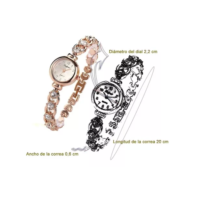 Reloj Pulsera Elegante Con Vidriantes Para Mujer