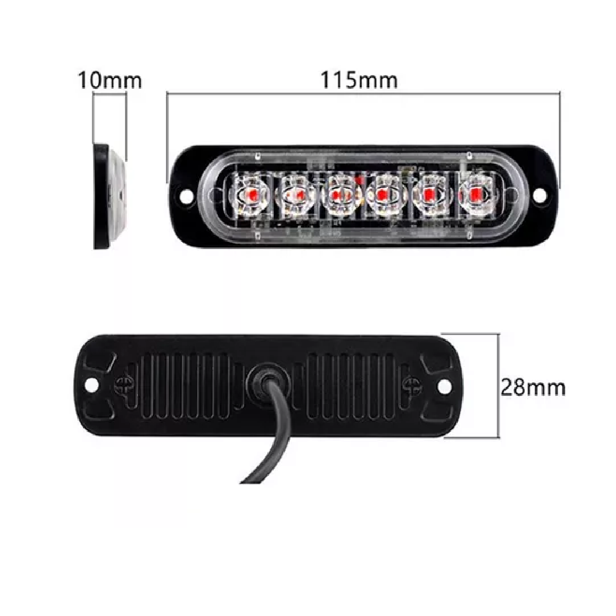 Set Lateral Faro Led Barra Estrobo Patrulla 16 Función Moto Blanco + Azul