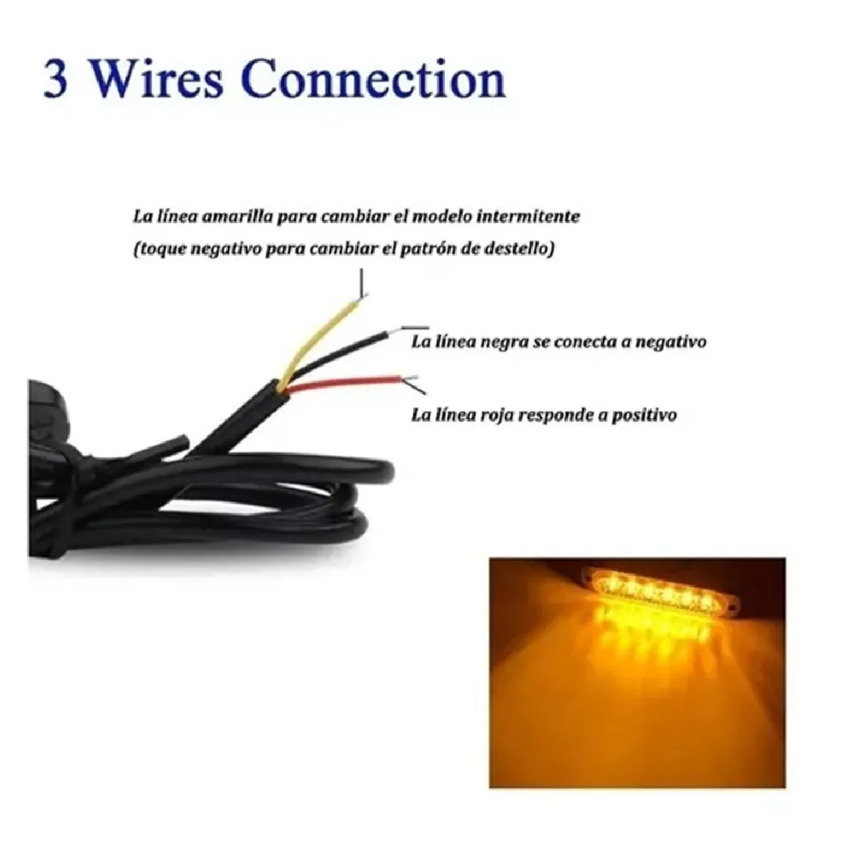 Set Lateral Faro Led Barra Estrobo Patrulla 16 Función Moto Blanco + Azul