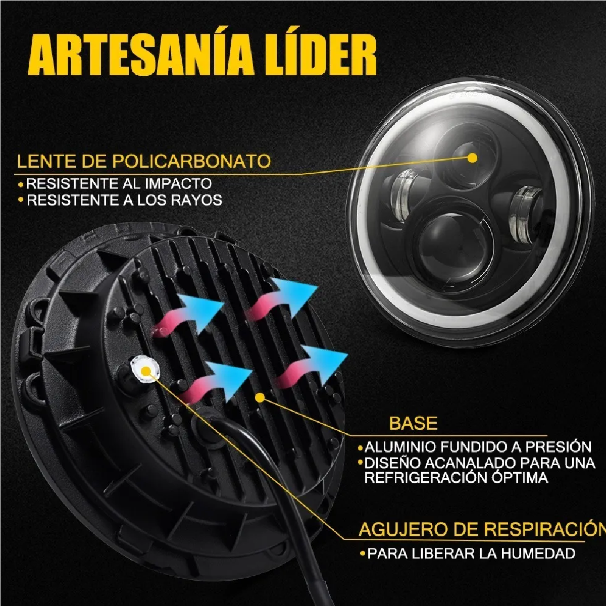 Faro Universal Motocicle 7 Pulgadas Para Harley Honda Yamaha