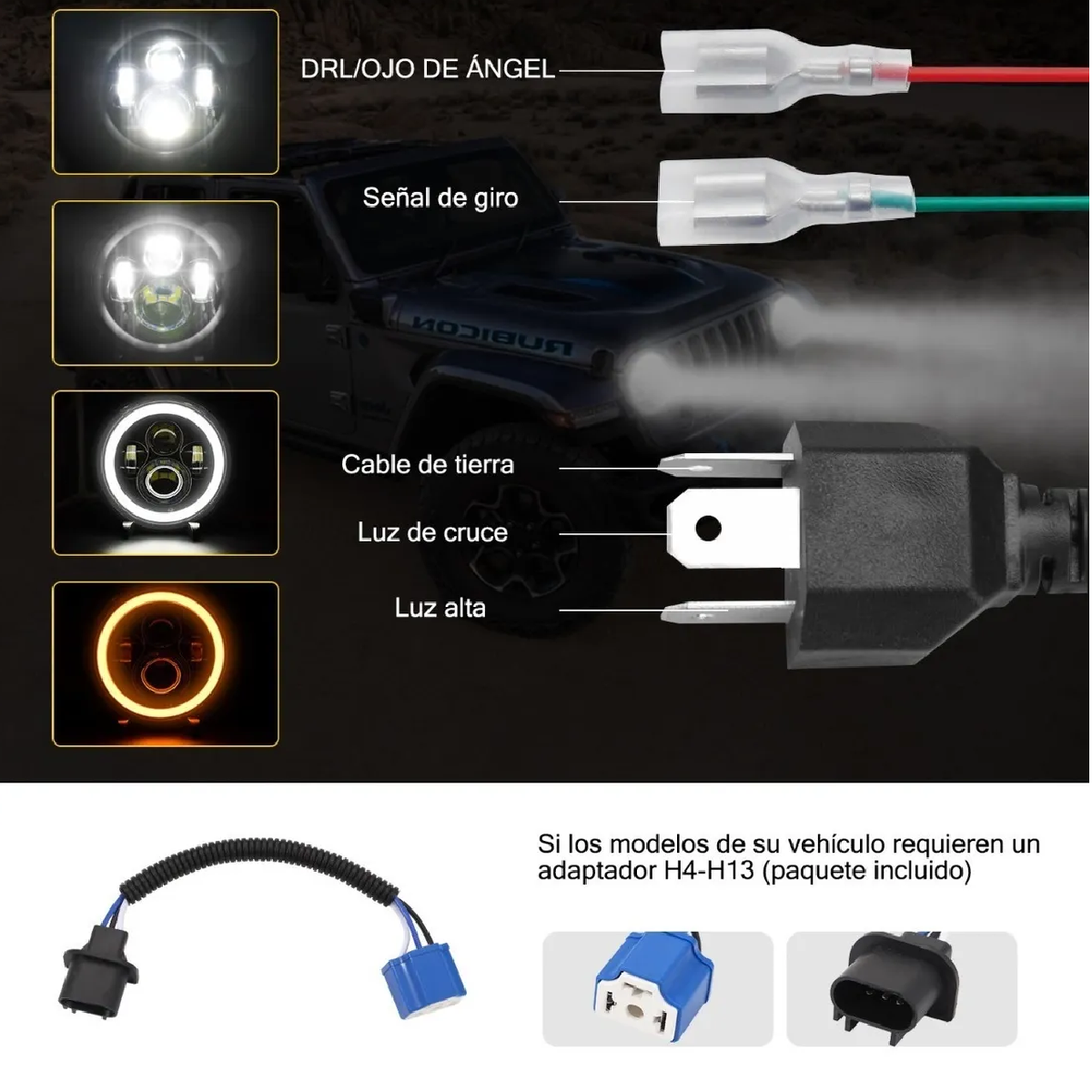 Faro Universal Motocicle 7 Pulgadas Para Harley Honda Yamaha