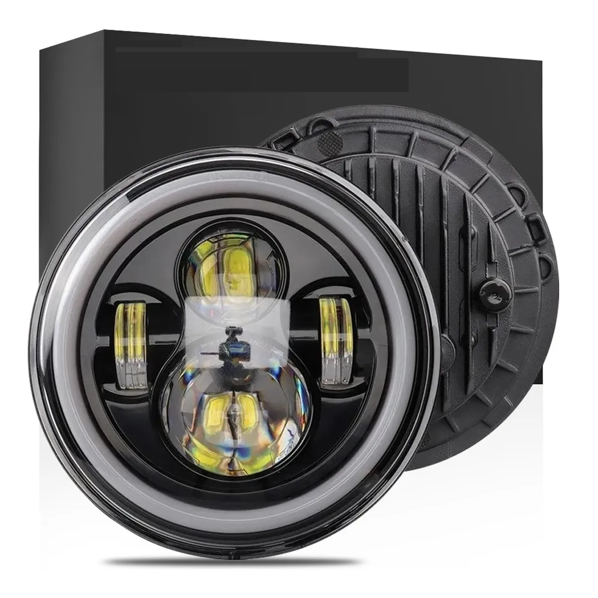 Faro Led 7'' Redondo Para Jeep/moto/ojos De Ángel