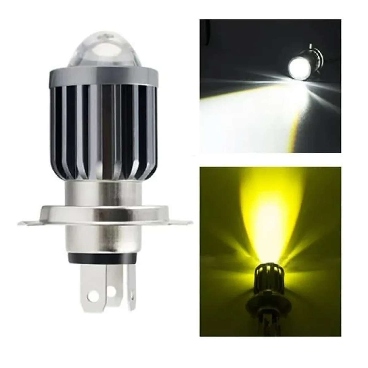Foco Led H4 Faro Moto Lupa Blanco Amarillo Proyector
