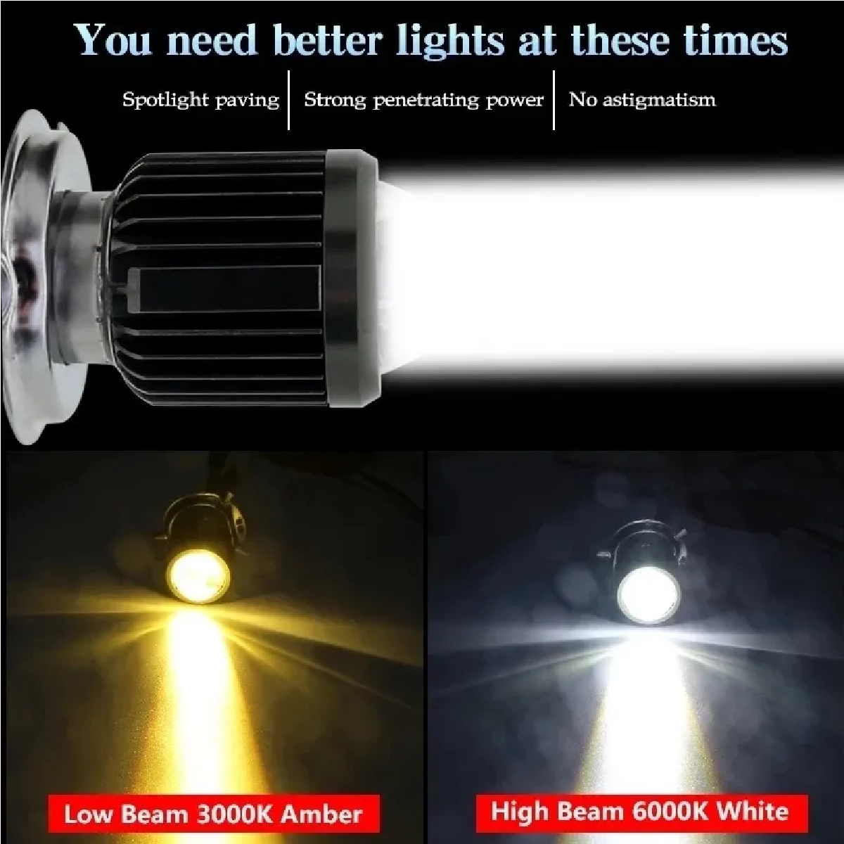 Foco Led H4 Faro Moto Lupa Blanco Amarillo Proyector