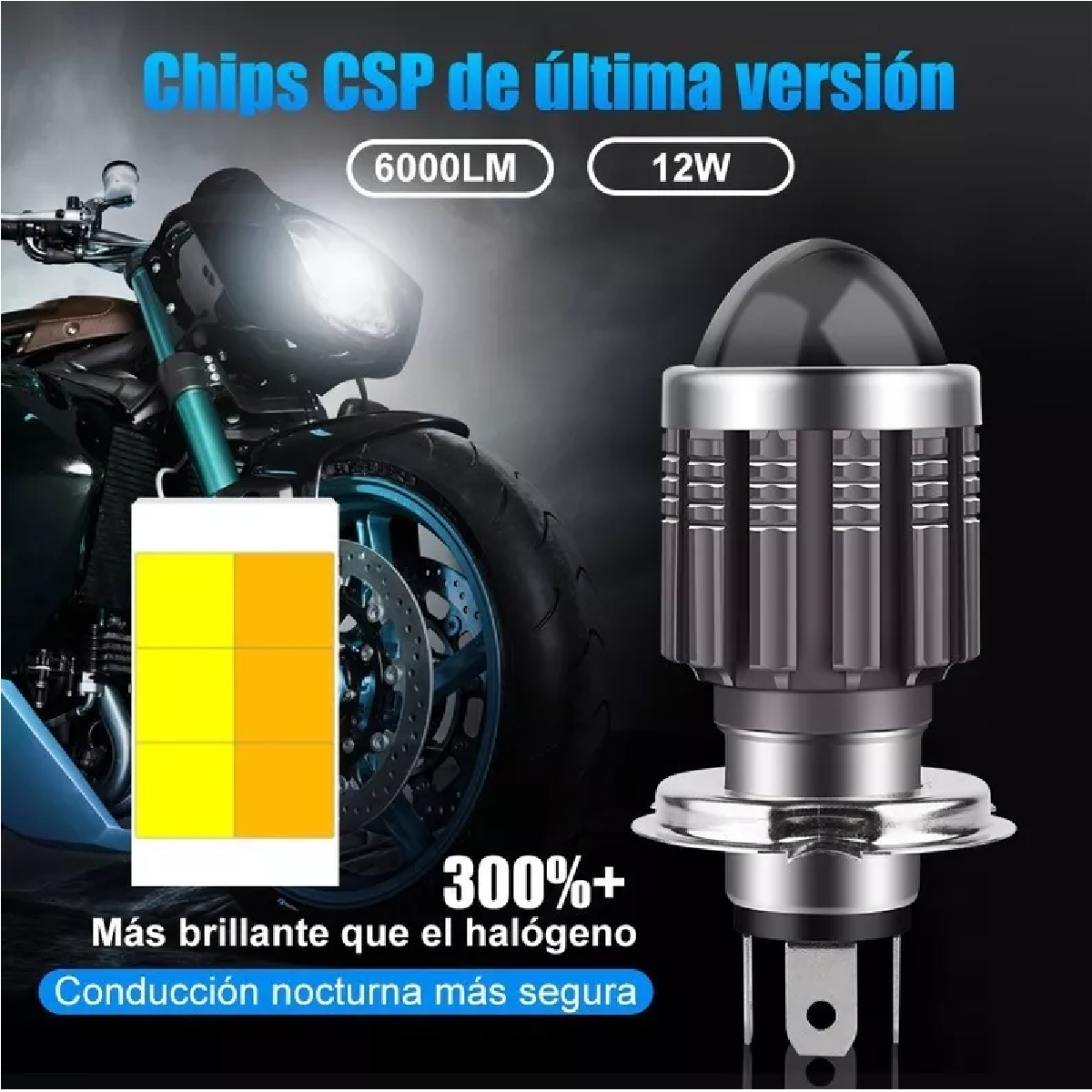 Foco Led Para Motocicleta Faros H6 Ba20d H4 Moto 12v