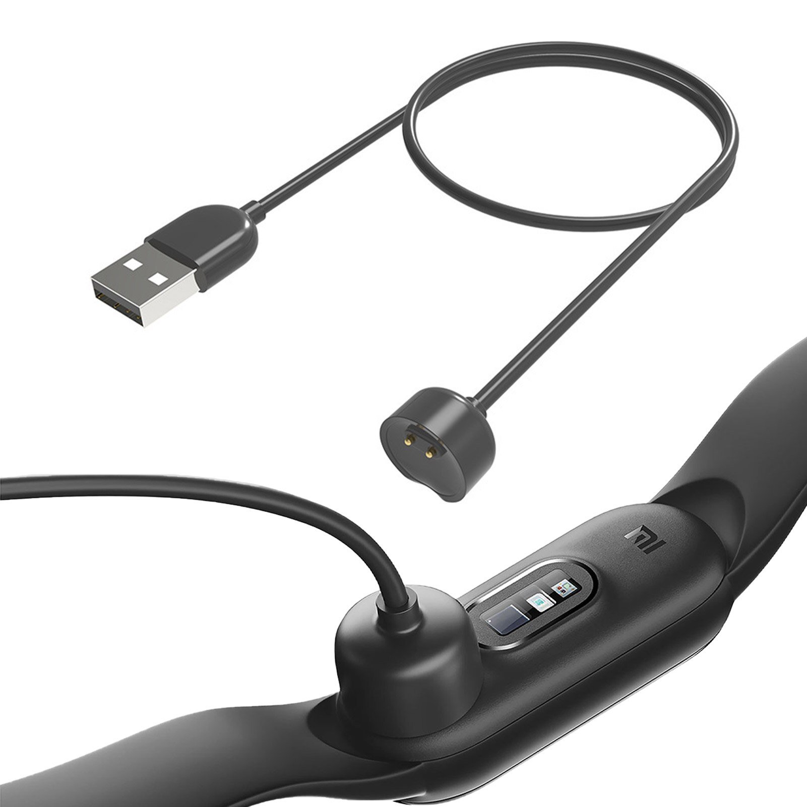 Cargador USB, cable de carga magnético compatible con Xiaomi Mi Band 5/Mi  Band 6, adaptador USB de repuesto portátil, cable de carga, 1.64 pies