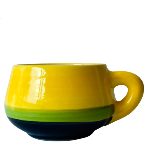 Taza Cafetera Azul con Amarillo