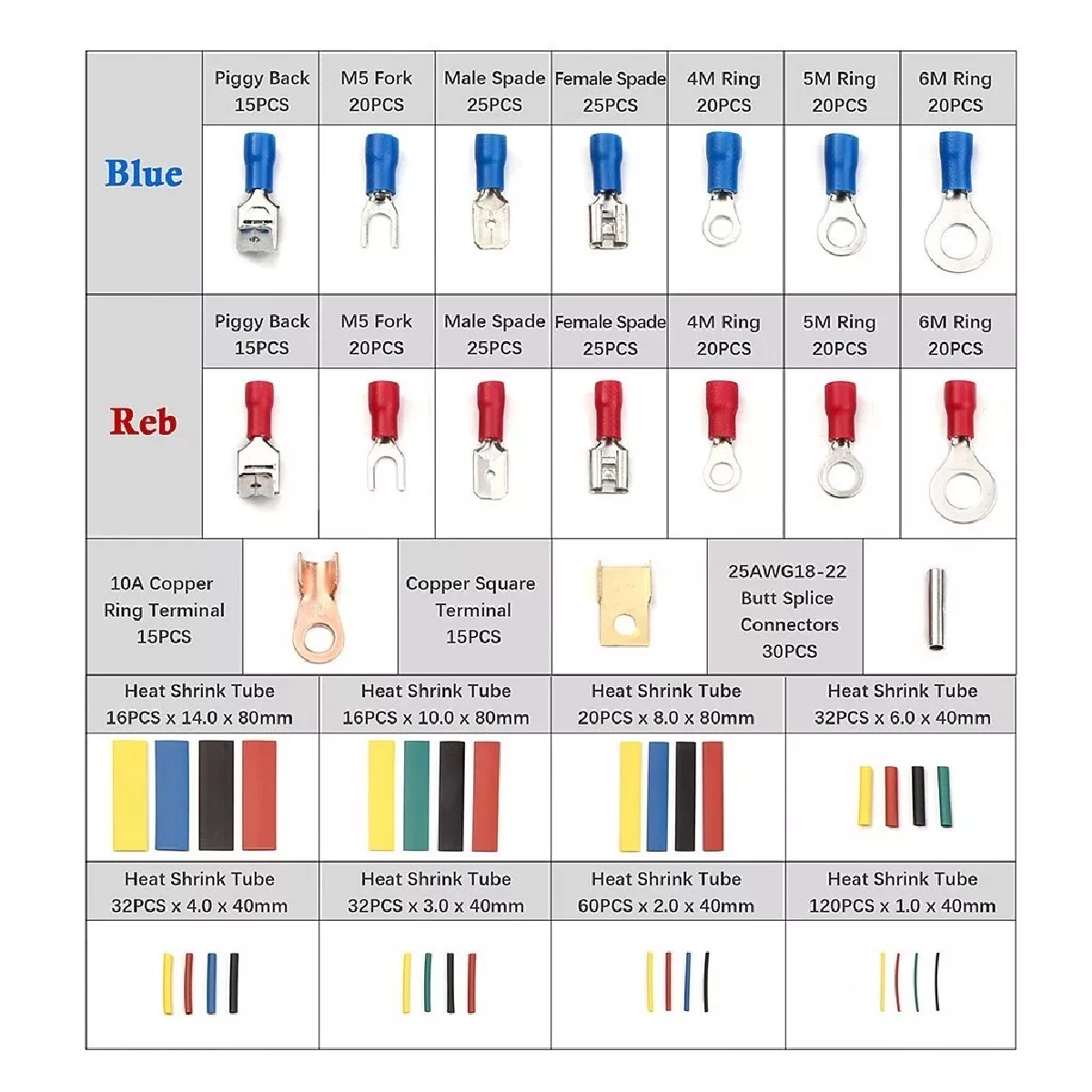 Set 678 Terminales Aisladas Conectores Para Cable Eléctrico