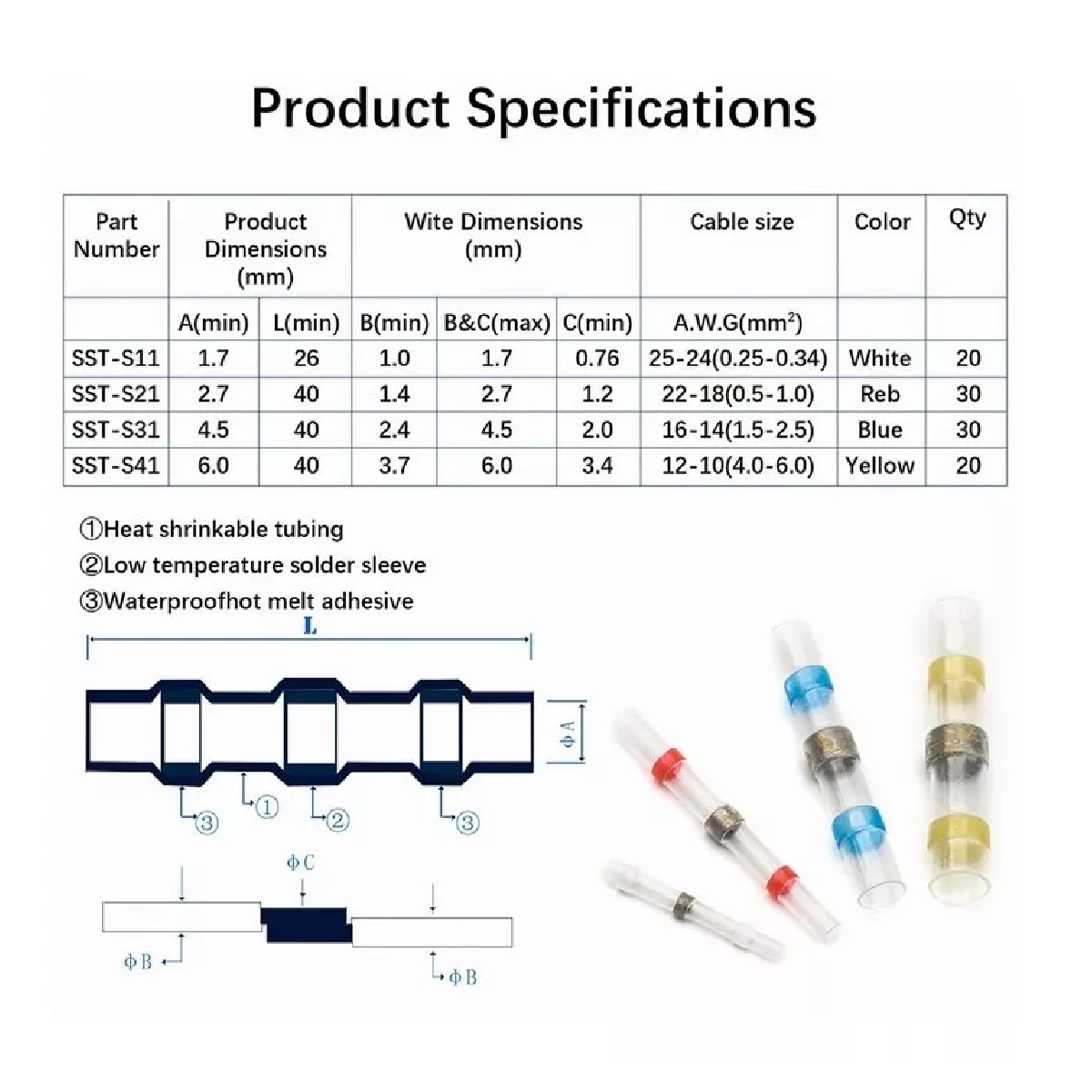Kit 300 Terminales Aisladas Conectores Para Cable Eléctrico