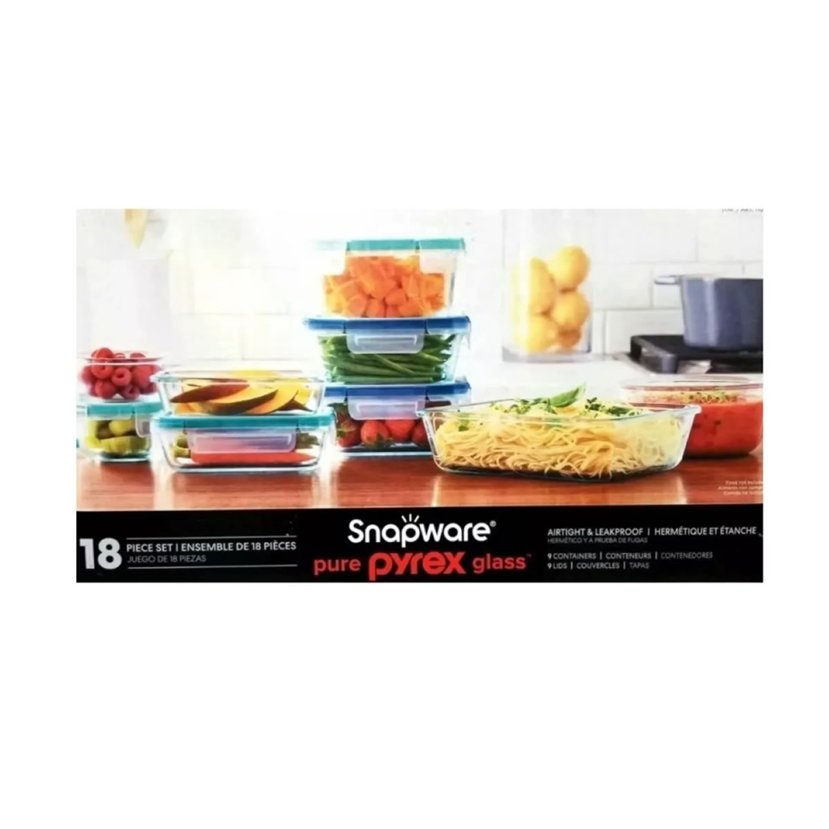 Recipientes de Vidrio con Tapa 18 pzas Snapware