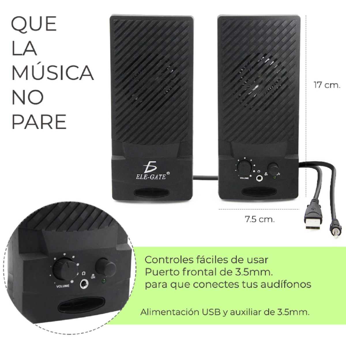 Par De Bocinas Economicas Para  Pc Y Laptop Con Usb Y 3.5 Mm