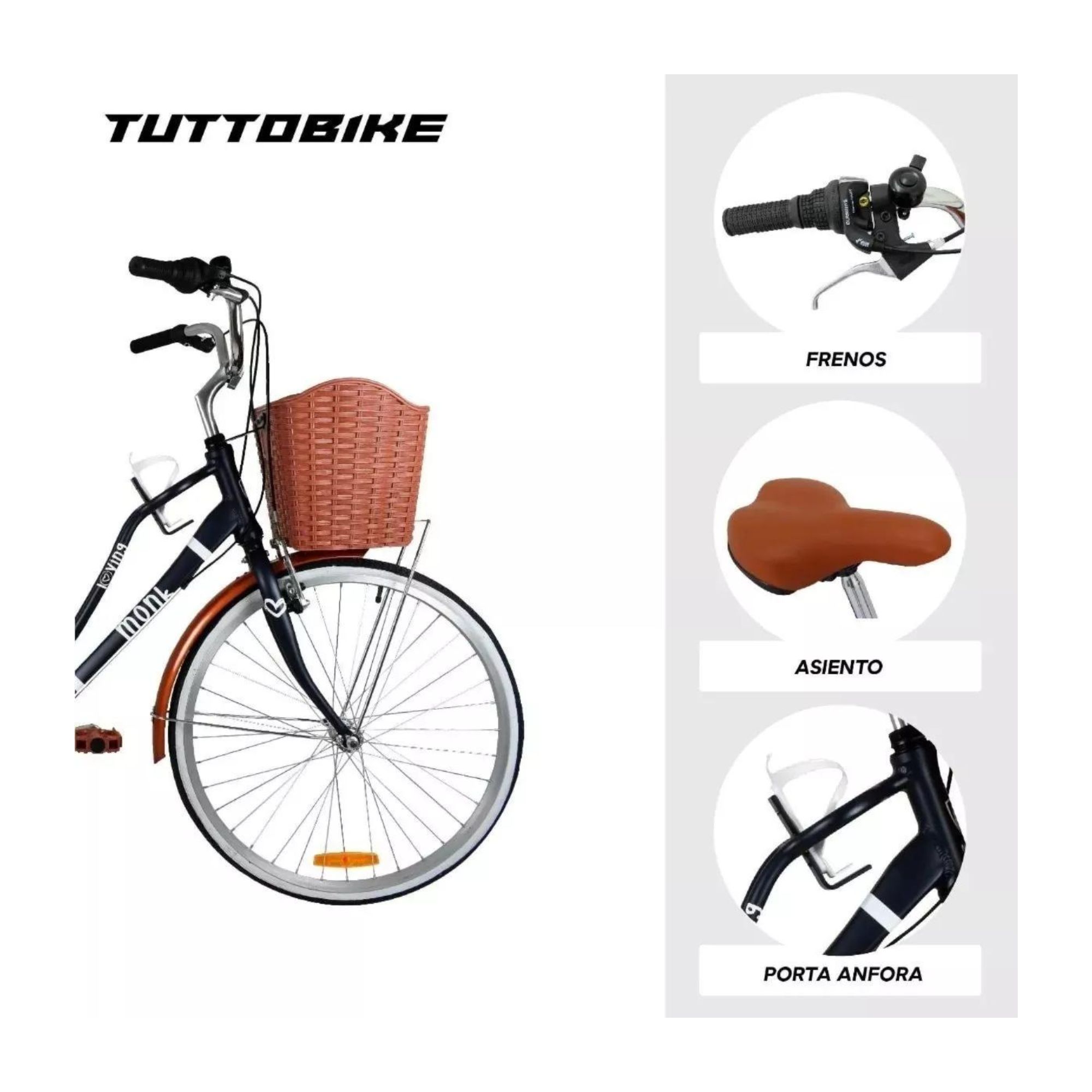 Bicicleta Urbana Vintage Aluminio R24 7v Loving Monk Negro