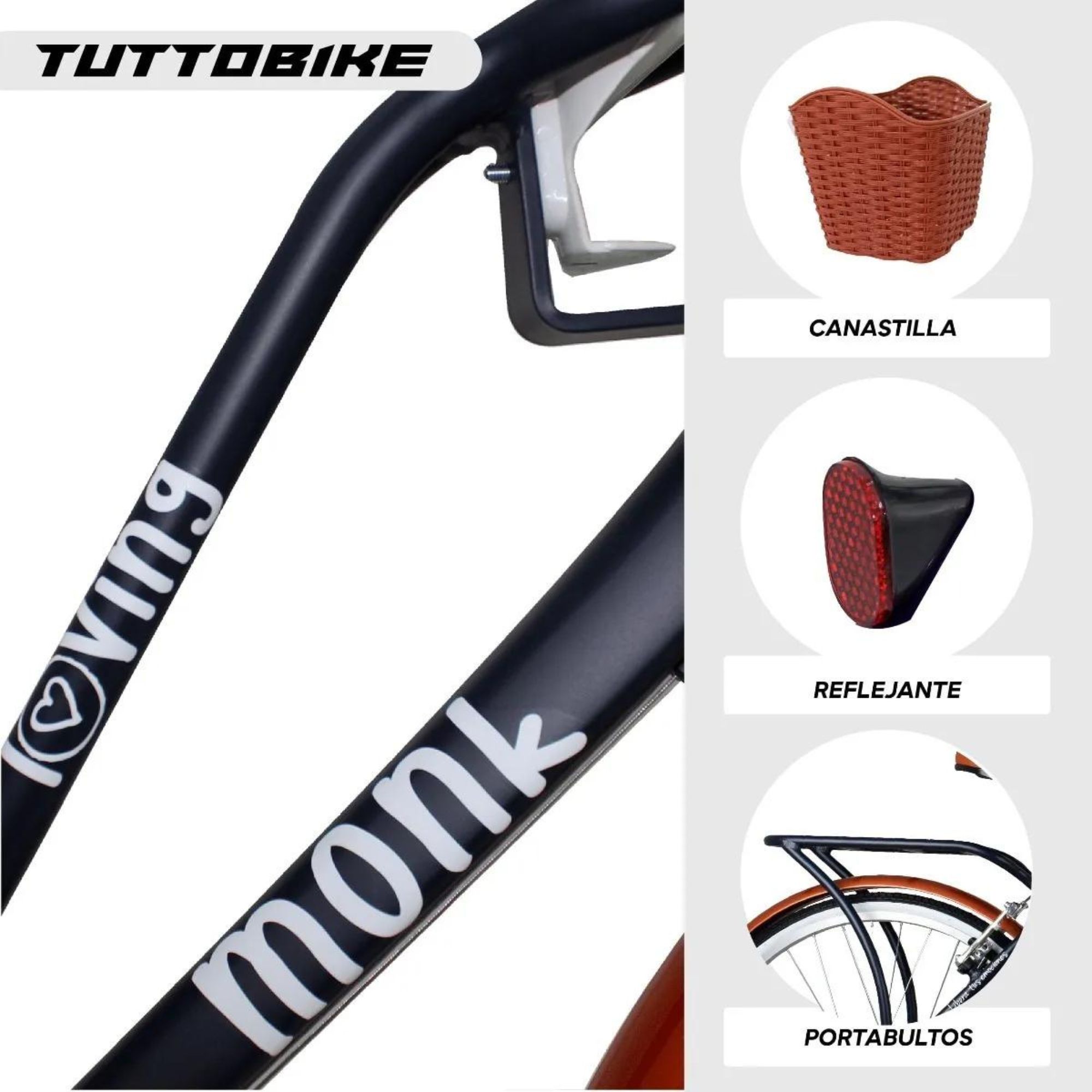 Bicicleta Urbana Vintage Aluminio R24 7v Loving Monk Negro