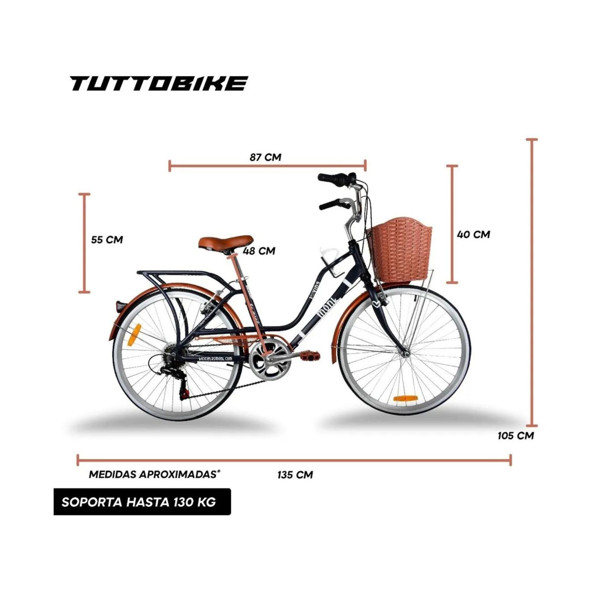 Bicicleta Urbana Vintage Aluminio R24 7v Loving Monk Negro