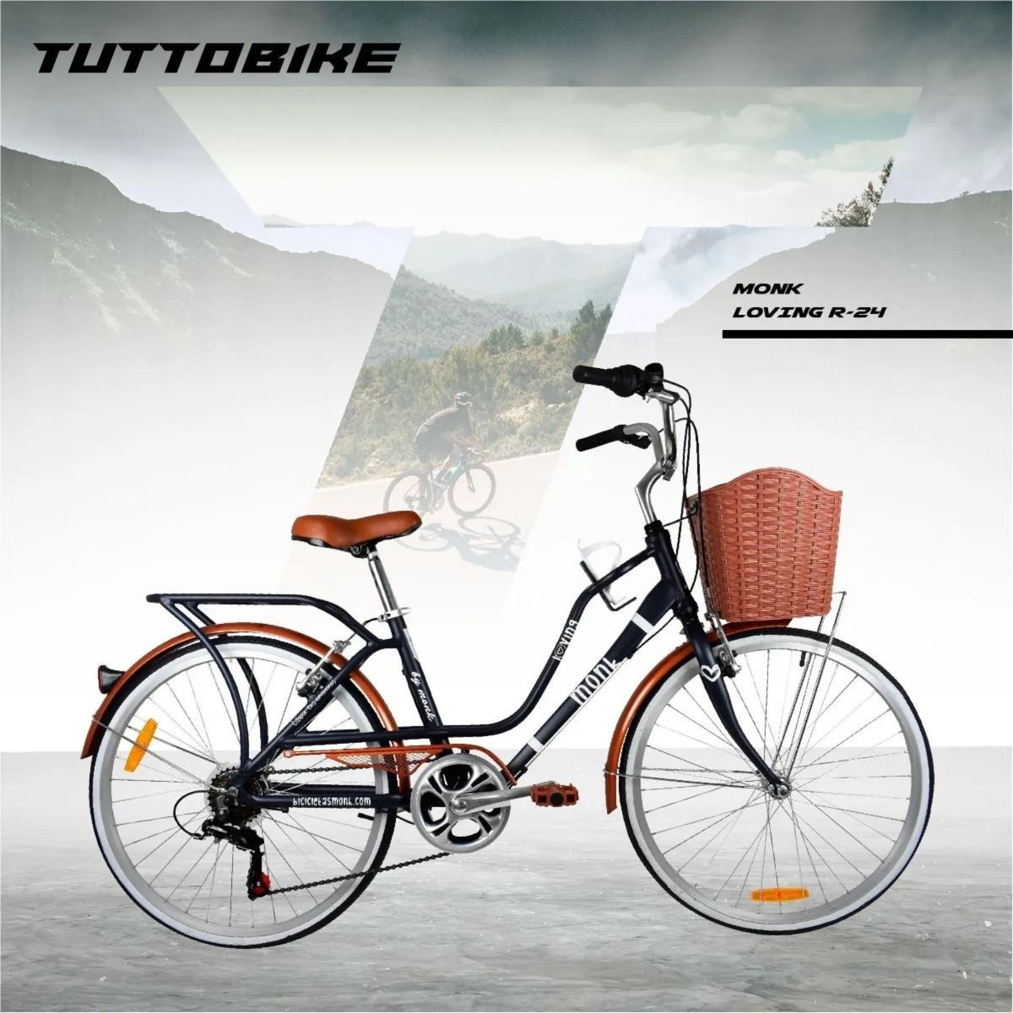 Bicicleta Urbana Vintage Aluminio R24 7v Loving Monk Negro