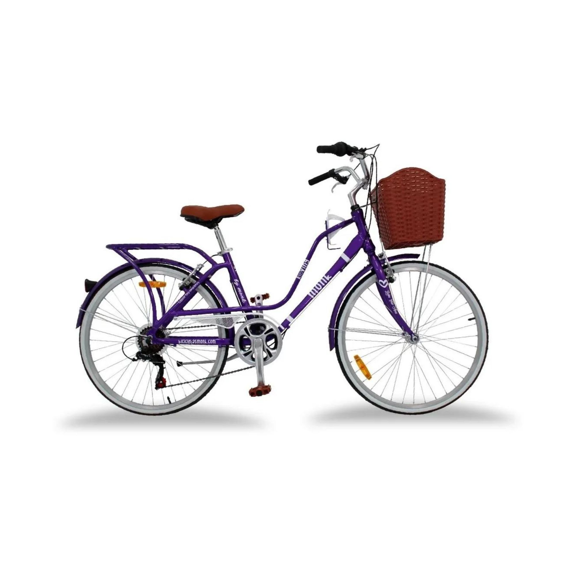 Bicicleta Urbana Vintage Aluminio R24 7v Loving Monk Morado