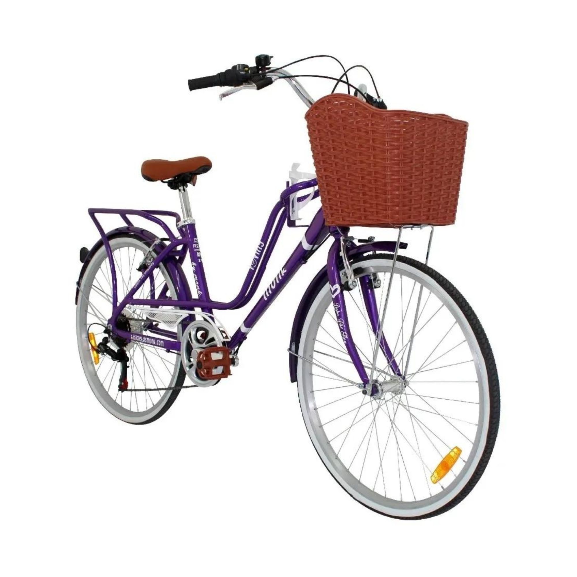 Bicicleta Urbana Vintage Aluminio R24 7v Loving Monk Morado