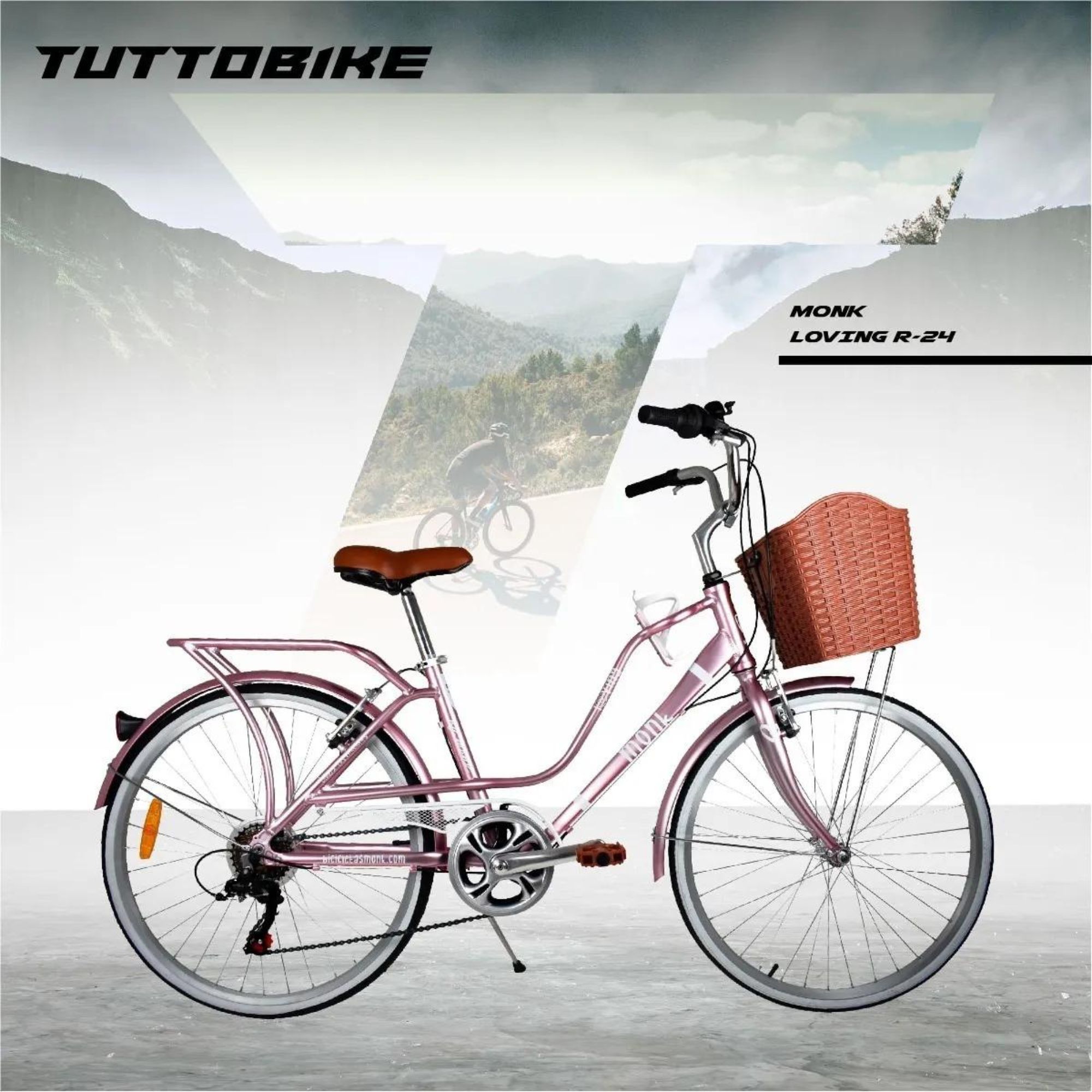 Bicicleta Urbana Vintage Aluminio R24 7v Loving Monk Rosa