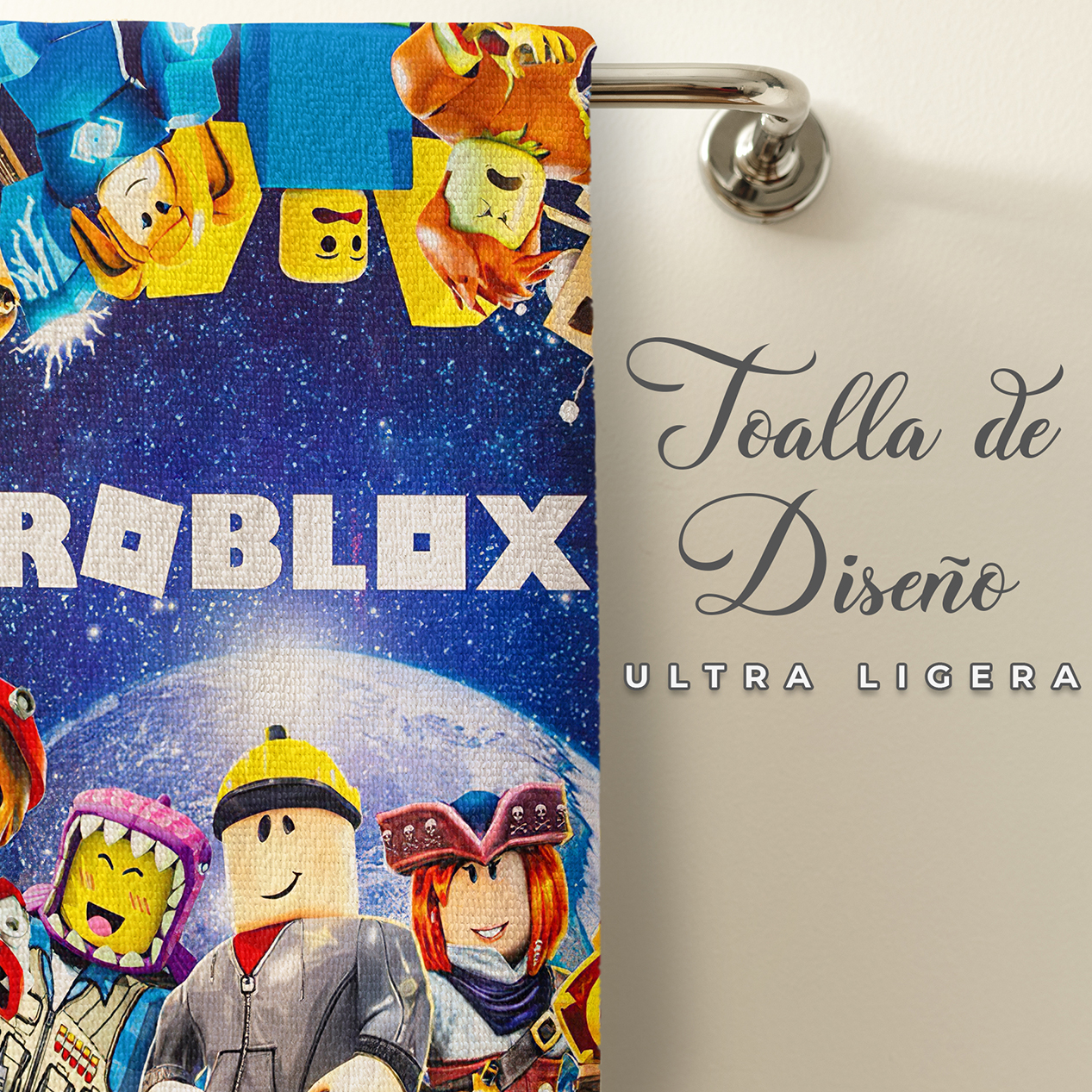 Toalla De Baño Diseño Universe Roblox Gamer Microfibra Poliester