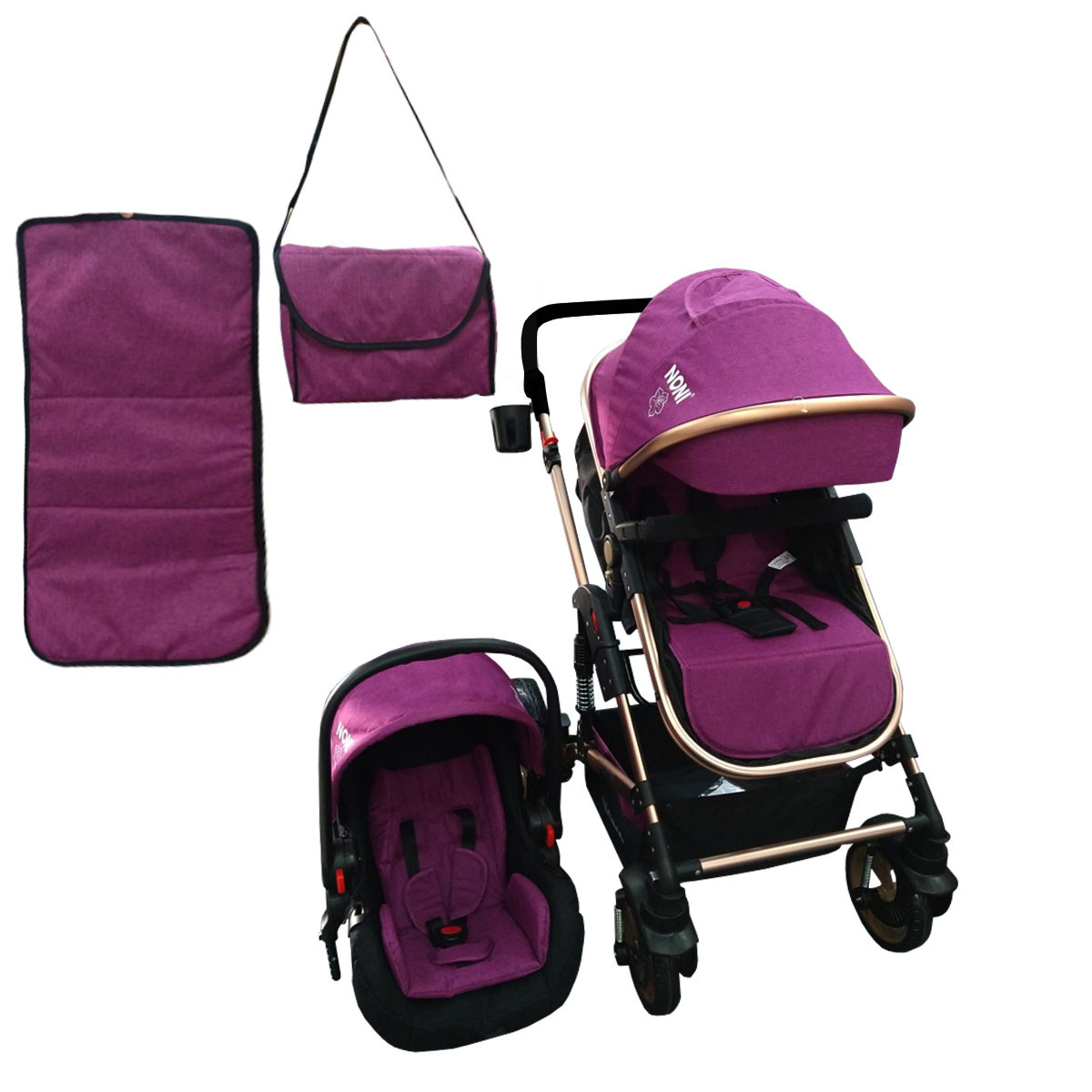 Carriola Para Bebe Angelin Noni Lujo Travel System 999-D Morada