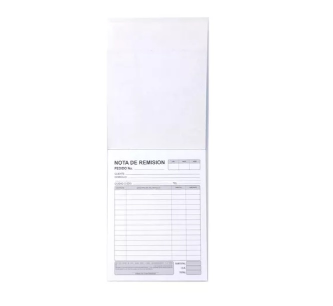 Nota de Remisión Tamaño Octavo Original con 50 hojas -  MP 10pzs