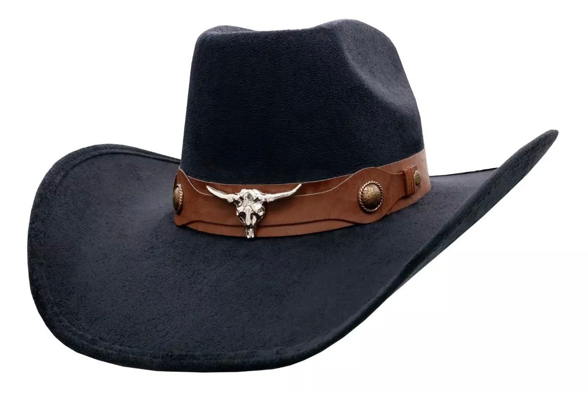 Sombrero Unisex Vaquero Texana 8 Segundos Gamuza Toquilla Taurina 134 Negro