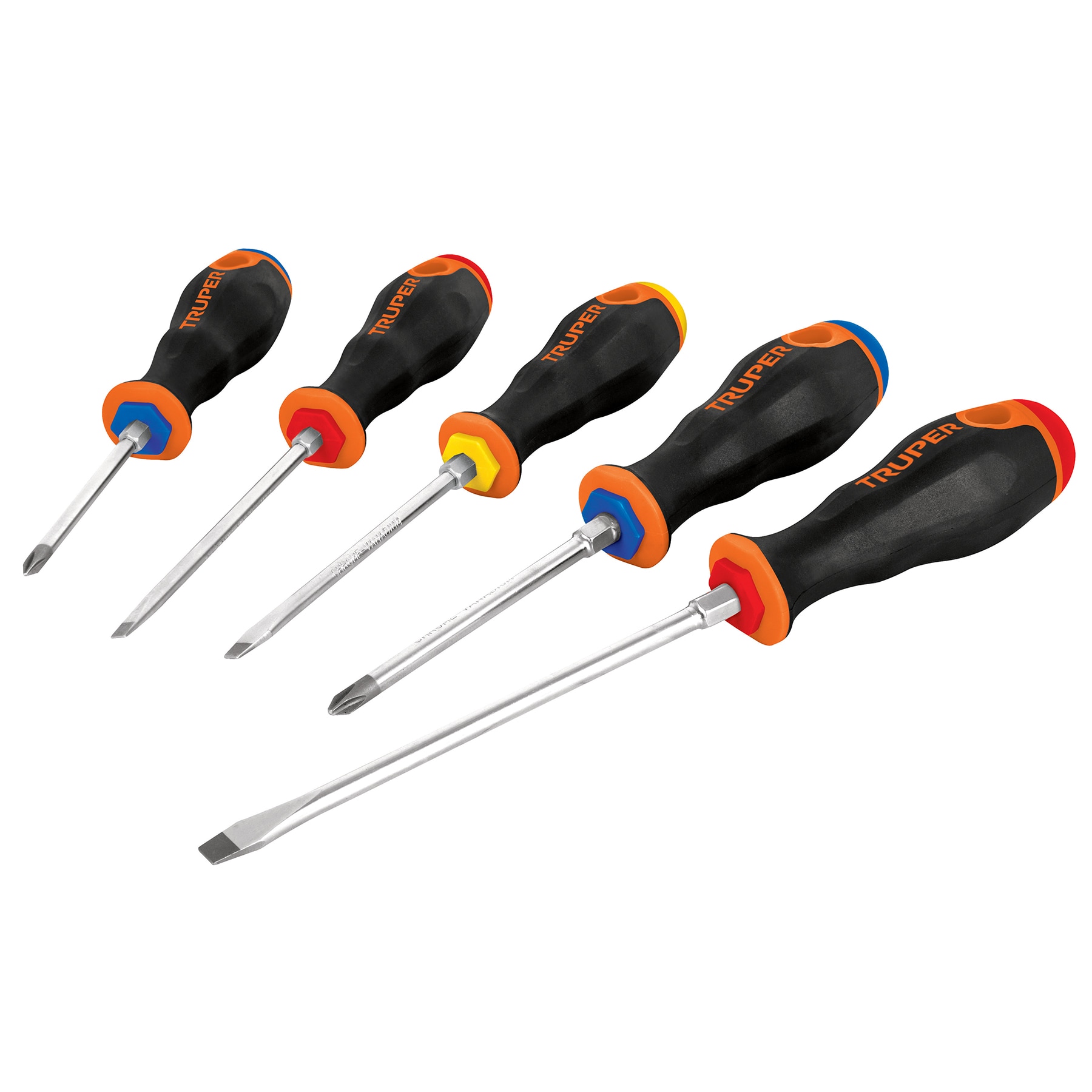 Juego de 5 desarmadores mango Comfort Grip, Truper