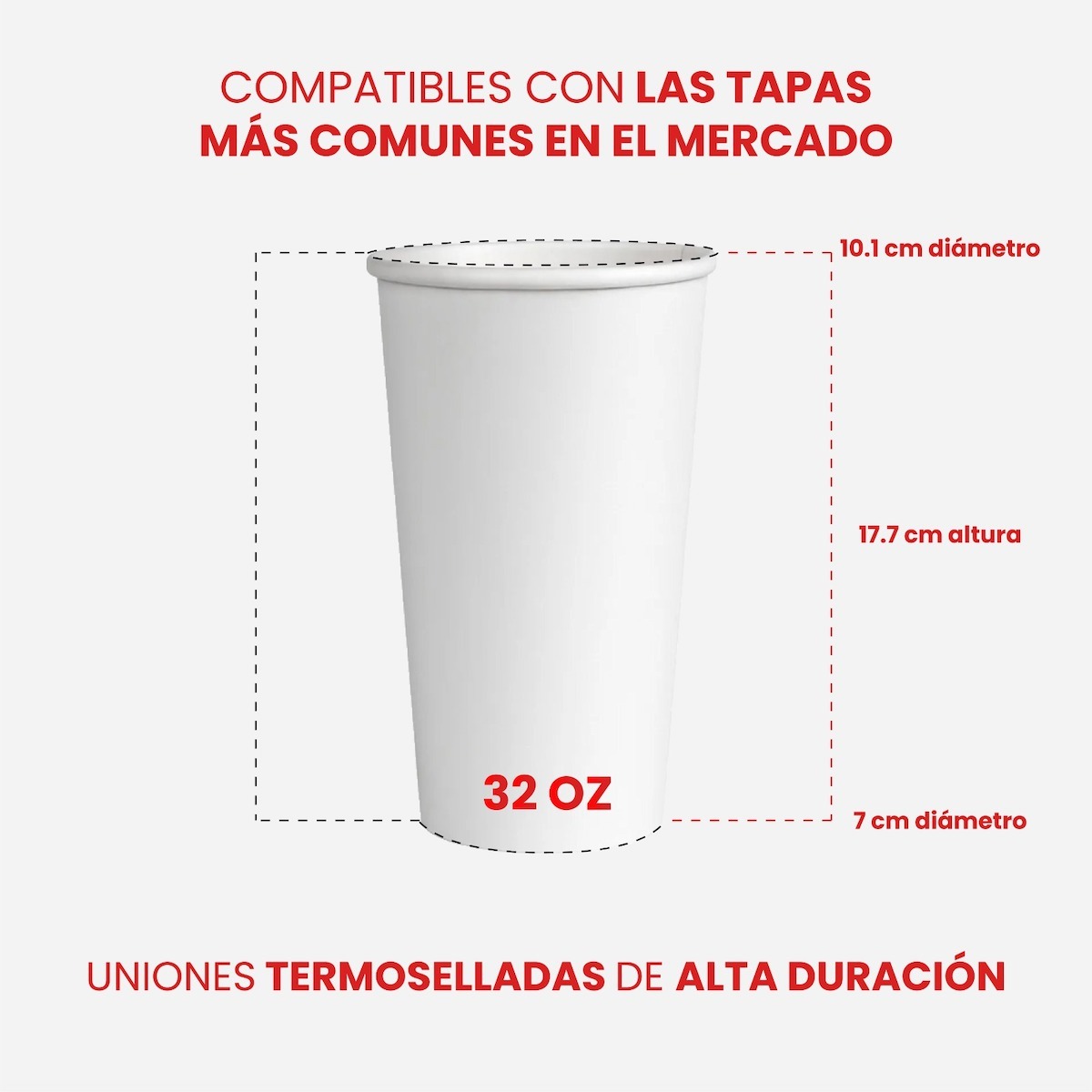 Vaso De Papel Encerado Desechable 32oz (100pz)