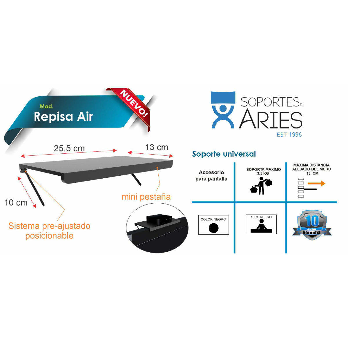 Repisa Flotante Air Aries Para TV o Monitores PC