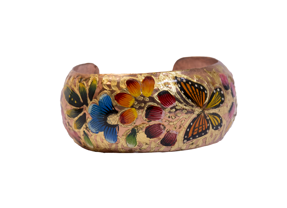 Brazalete o Pulsera de cobre esmaltado. Hecha Artesanalmente.