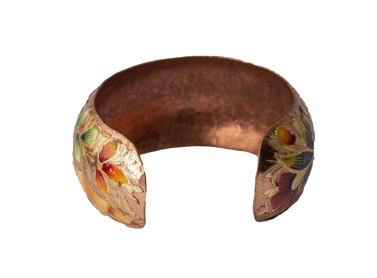 Brazalete o Pulsera de cobre esmaltado. Hecha Artesanalmente.