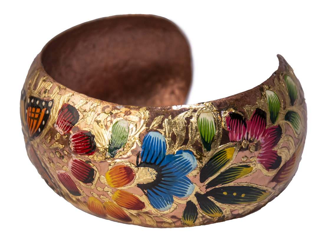 Brazalete o Pulsera de cobre esmaltado. Hecha Artesanalmente.